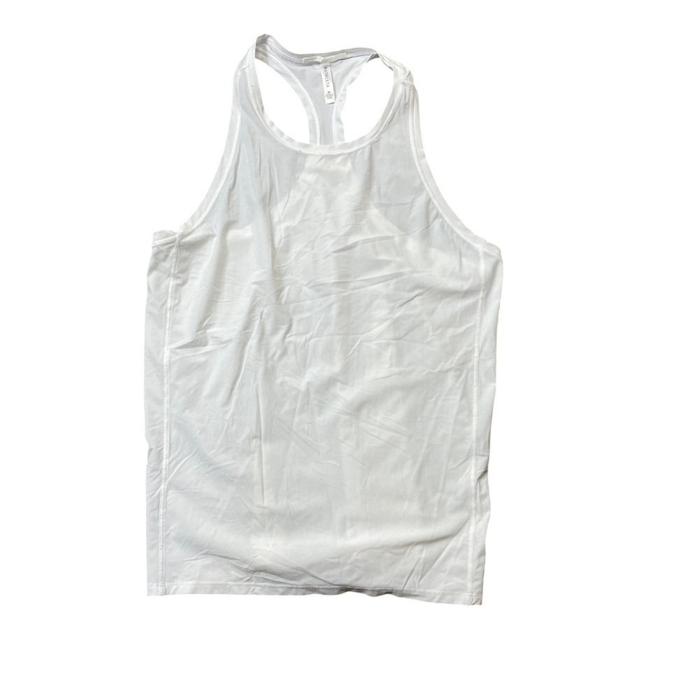 Athleta Medium White Razor Back‎ Nylon Blend Athletic Top